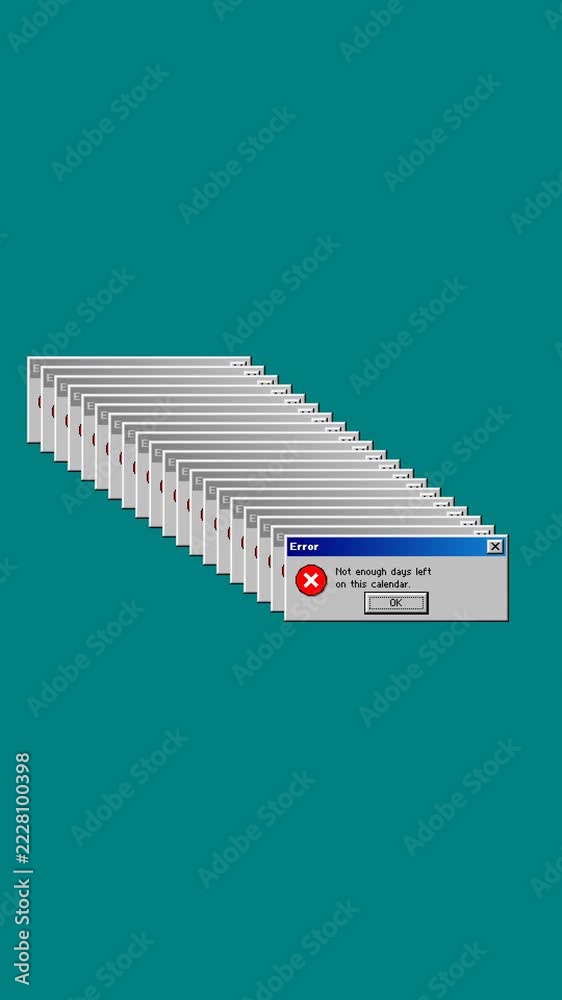 Funny retro computer error messages piling up saying 2026 has expired ...