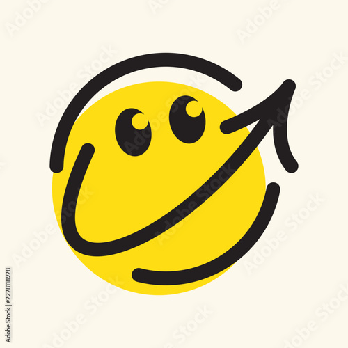Modern Minimalist Smiley Face Arrow Logo Illustration