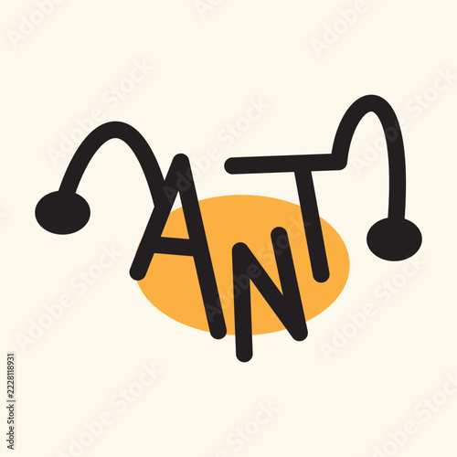 Creative Minimalist Ant Typography Brand Name Illustration