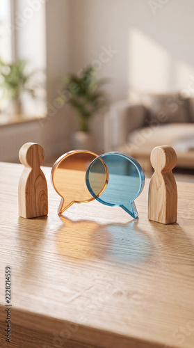 Two People Communicating with Overlapping Speech Bubbles