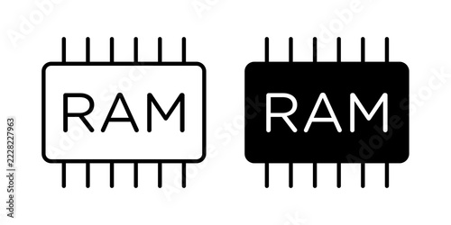 Fotografie RAM memory icon flat outline in black
