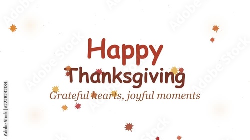 Decorative Autumnal Thanksgiving Holiday Greeting Featuring Falling Leaf Elements and Warm Festive Typography Design