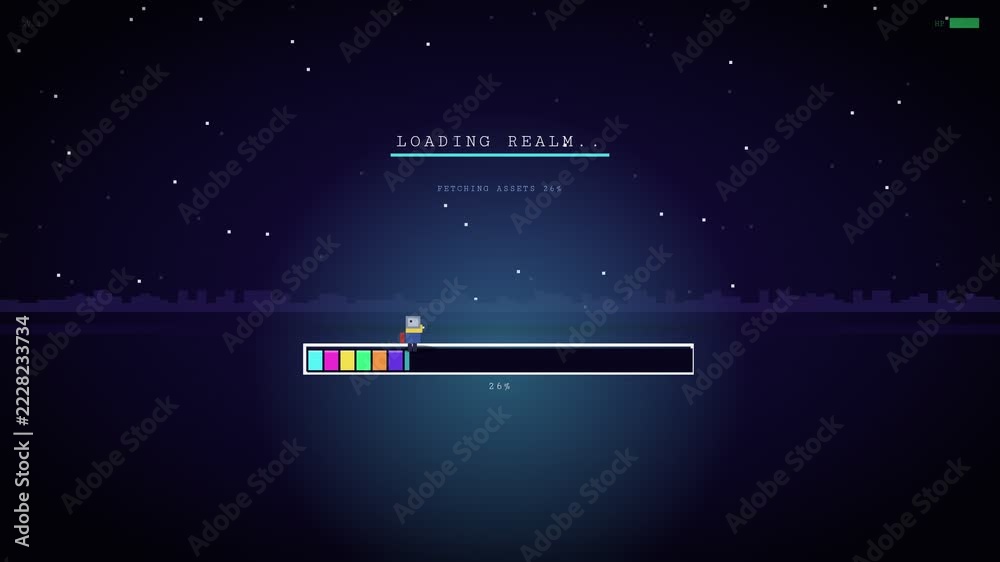 Retro Pixel Art Game Loading Screen with Progress Bar and Text Stock ...