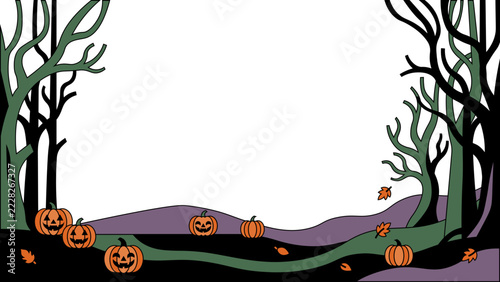 halloween spooky forest pumpkin frame vector shape