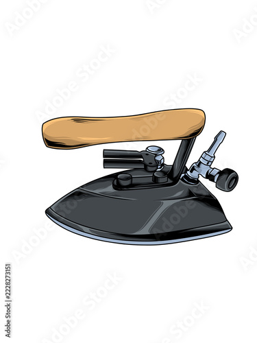 Vintage steam iron vector illustration