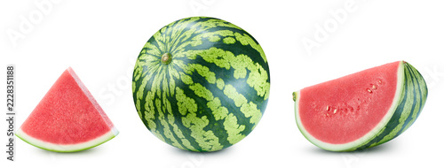 Watermelon isolated. Watermelon isolated clipping path. Watermelon macro studio photo. High End Retouching