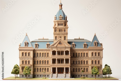 Miniature building representation featuring intricate architectural elements, showcasing craftsmanship and historical design