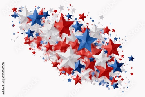 Scattered red, white, and blue stars creating a patriotic background design