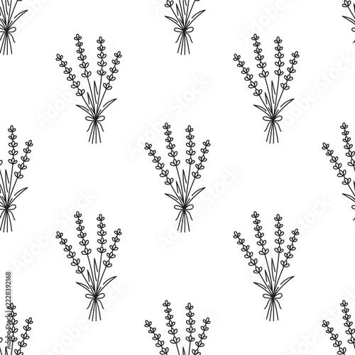 lavender bouquet outline seamless pattern