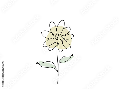 一筆書きのシンプルな花のイラスト