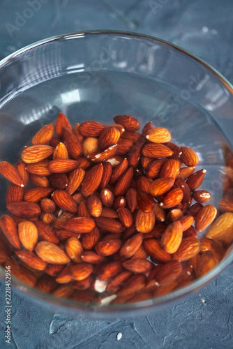 Almonds soaked in water