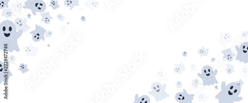 Corner vector cute Halloween ghost design elements isolated on transparent background.