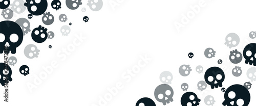 Corner vector skull design elements isolated on transparent background.