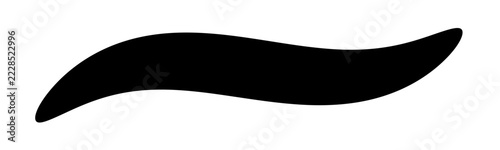 Minimalist black curved wave shape isolated on a plain white background.