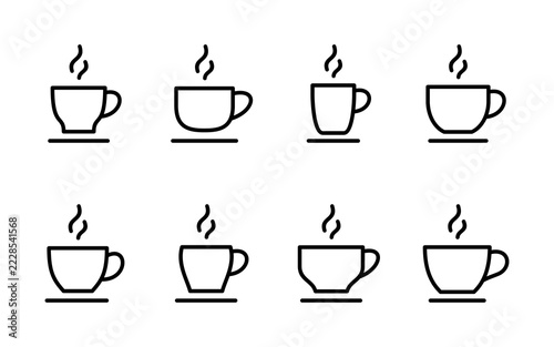 coffee cup icon set vector. cup a coffee sign and symbol