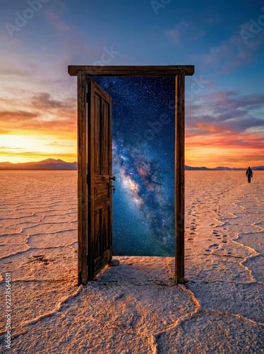 A Cosmic Doorway a Doorway Opens to the Milky Way Over a Salt Flat