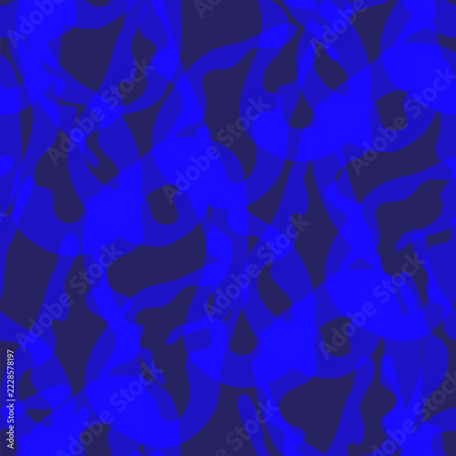 Abstract Seamless Pattern with Overlapping Organic Fluid Shapes in Vibrant Colors