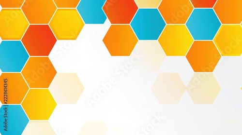 Colorful Hexagons Background with White Space