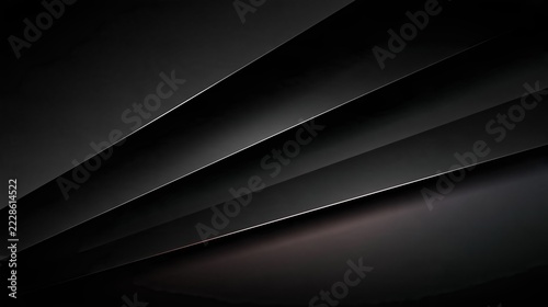Abstract dark background with diagonal metallic lines and shadows