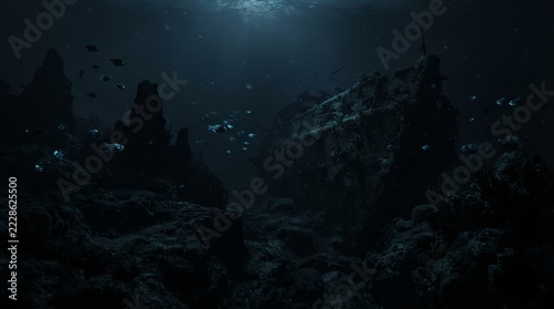 Dark Underwater Abyss Shipwreck Wallpaper