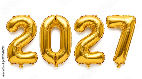 Gold Foil Number Balloons Spelling 2027 For New Year Party Decoration