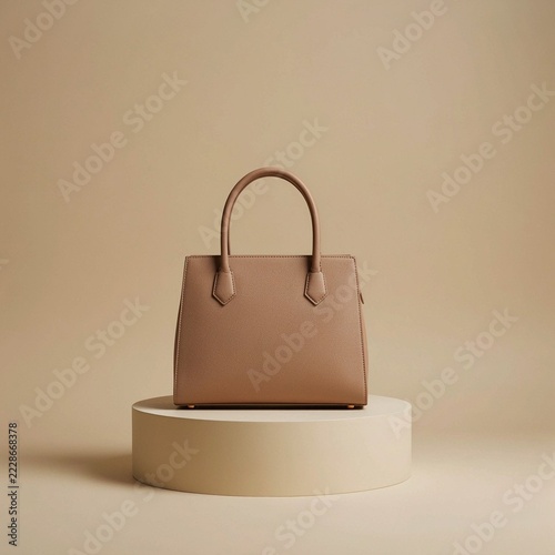 Elegant Leather Handbag Display On Podium Template