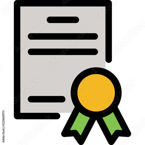 Official document certificate vector icon license