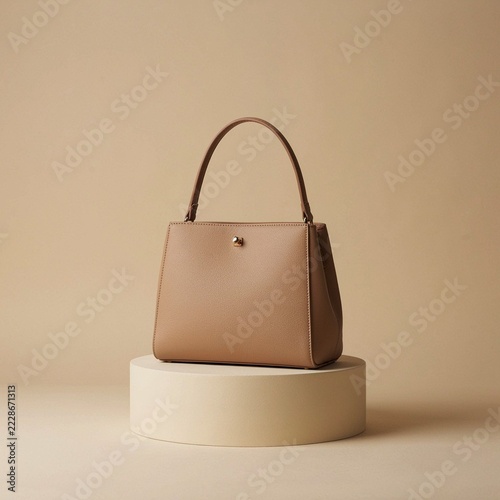 Elegant Leather Handbag Display On Podium Template