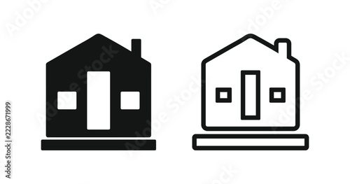Home Icon Set. Outline and Solid Style Editable Vector Illustration.