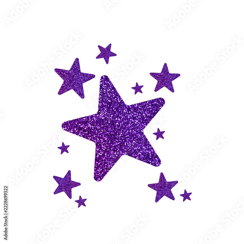 Purple glitter star with sparkly metallic dust and shining texture, perfect for , holidays, celebrations, greetings, and creative design projects.