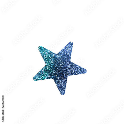 Teal and blue glitter star sparkling element
