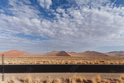 Newly surfaced road in Namib desert 