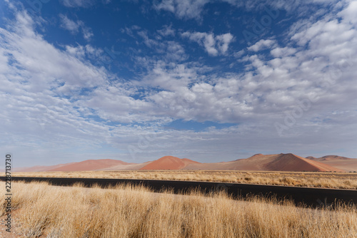 Newly surfaced road in Namib desert 
