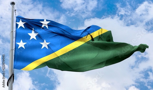 Fotografie Solomon Islands flag - realistic waving fabric flag