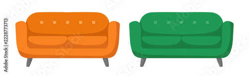 Sofa vector clip art. Hand-drawn vector illustration.