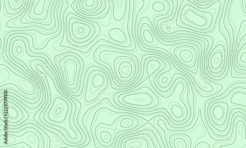 Abstract topographic map vector background featuring seamless green contour lines representing elevation data for geographical cartography mapping navigation and terrain altitude visualization designs
