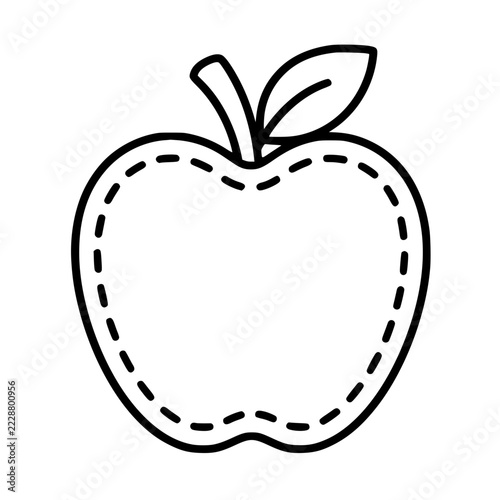 Apple Applique Stitch Outline Icon. generative AI