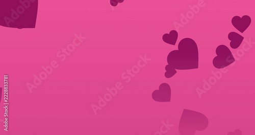 Floating dark magenta hearts clustering on right side of pink gradient backdrop, copy space