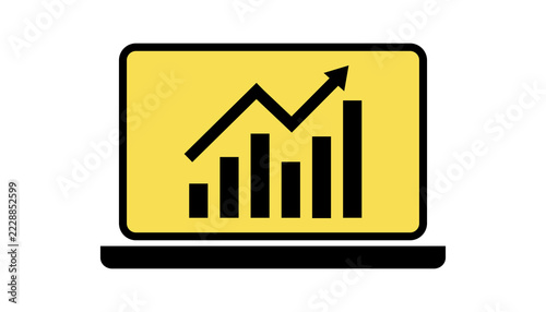 Modern Flat Icon of a Laptop for Business Growth and Data Analysis