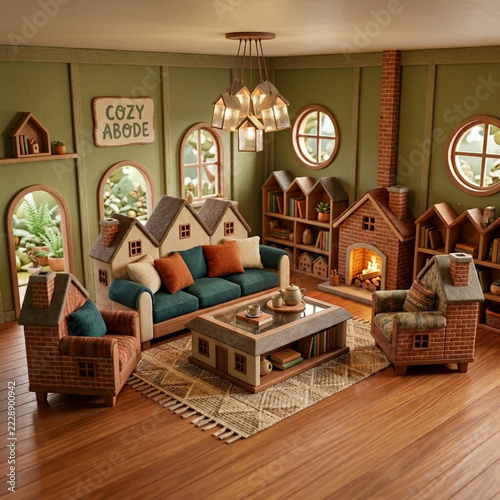 Whimsical Miniature House Furniture Living Room Cozy Abode Dollhouse Style Interior Design