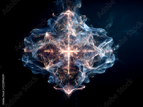 Smoke rises and changes shape, forming a swirling pattern with hints of light against a dark background, creating a unique visual experience