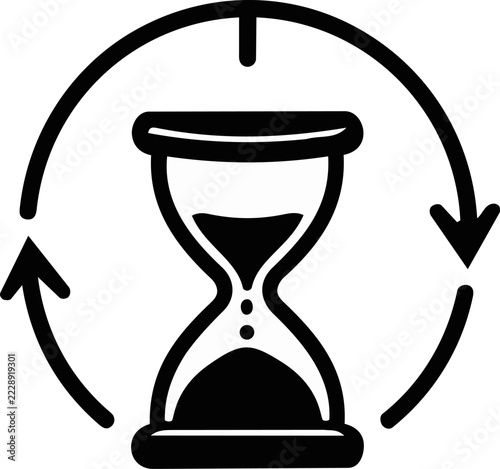 Hourglass and Circular Motion Arrows Icon