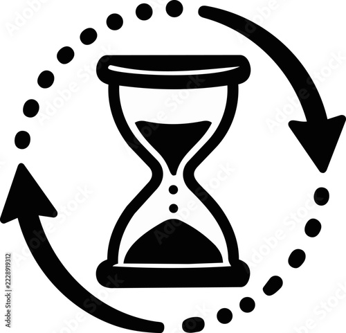 Hourglass with Dotted Circular Arrows