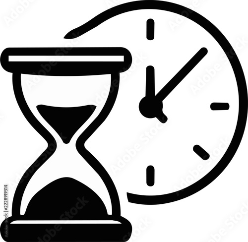 Hourglass and Clock Face Time Management Icon