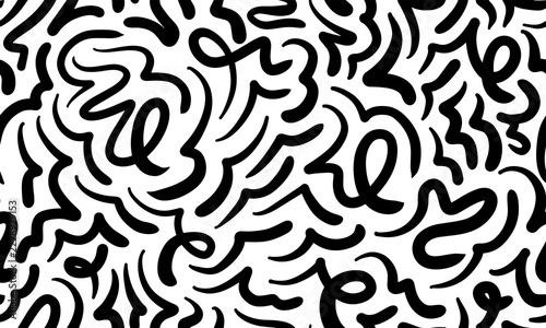 Fun line doodle seamless pattern. Creative minimalist style art background for children or trendy design with basic shapes. vector illustration.