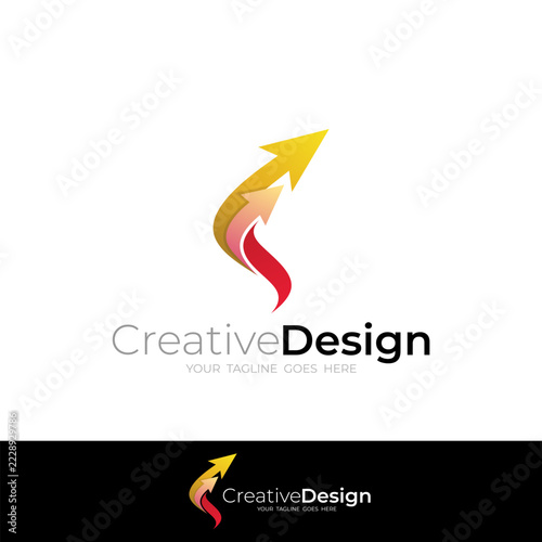 Abstract arrow logo with letter S design vector, business and finance logos