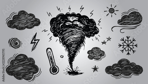 Weather Icons Hand-Drawn Elements Set