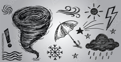 Weather Icons Hand-Drawn Elements Set