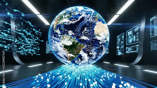 Powerful energy core glowing in a futuristic data center.