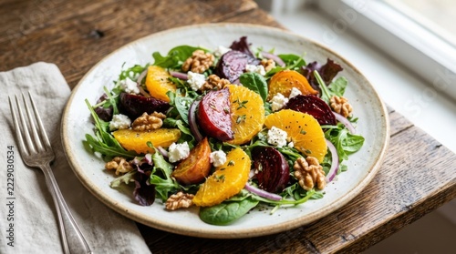 Vibrant Beetroot and Orange Salad with Walnuts and Feta